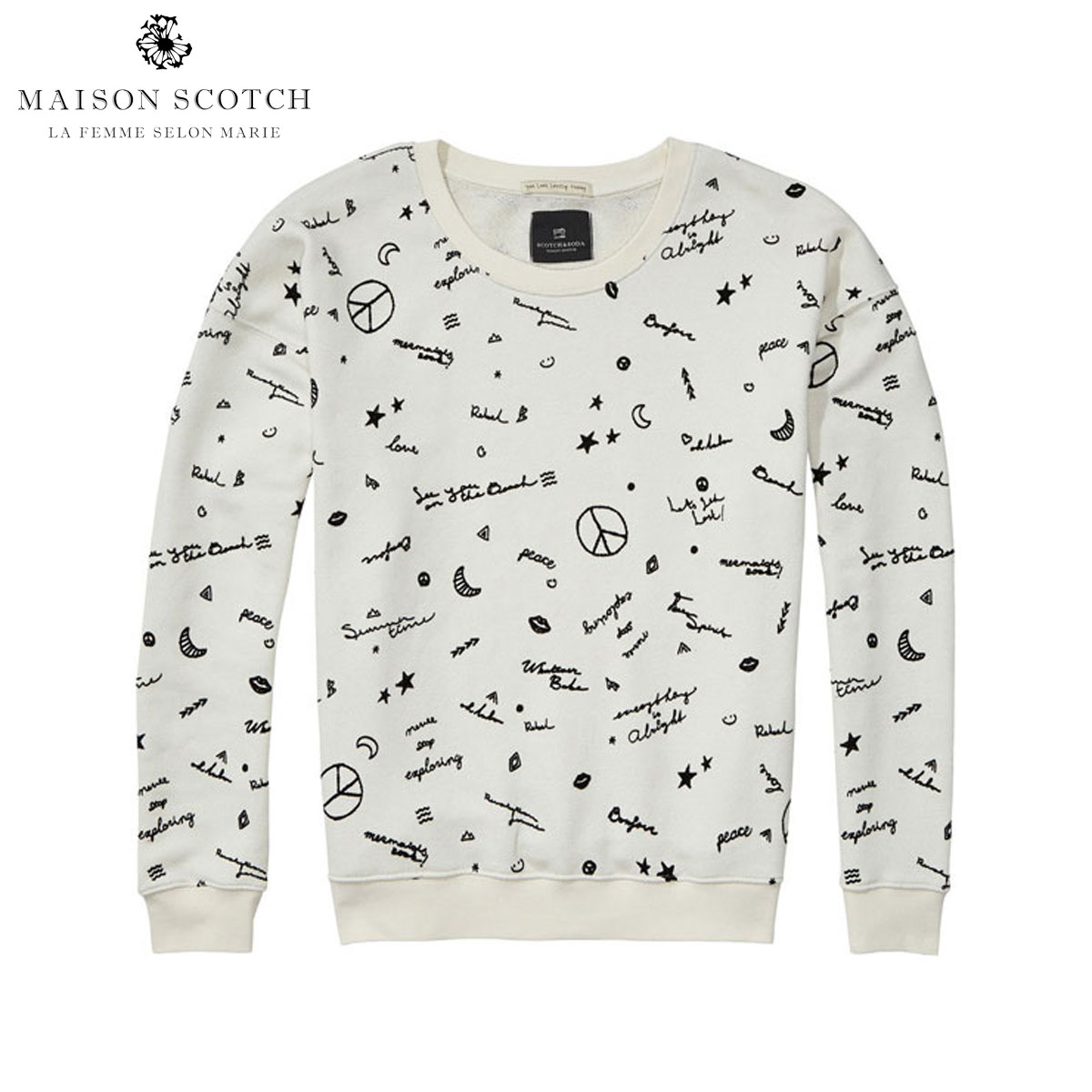 20%OFFクーポンセール 【利用期間 4/14 20:00～4/17 9:59】 メゾンスコッチ MAISON SCOTCH 正規販売店 レディース トレーナー Easy crew neck sweat with 'Maison' artworks 131201 03 D15S25