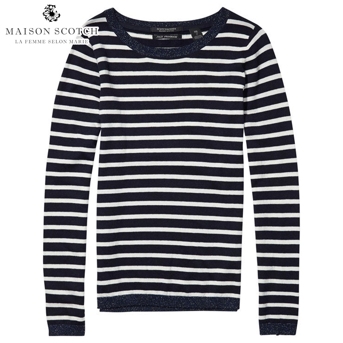 メゾンスコッチ レディース プルオーバー ロンT 定まり売りわたす店 MAISON SCOTCH 長袖プルオーバー Basic pullover with rib details 102206 17 D00S20 父の日 差し上げ物 ラッピング