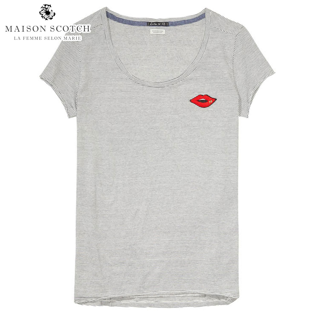 20%OFFクーポンセール 【利用期間 4/4 20:00～4/10 1:59】 メゾンスコッチ MAISON SCOTCH 正規販売店 レディース 半袖Tシャツ STRIPED ARTWORK T-SHIRT 134873 22 COMBO F D00S15