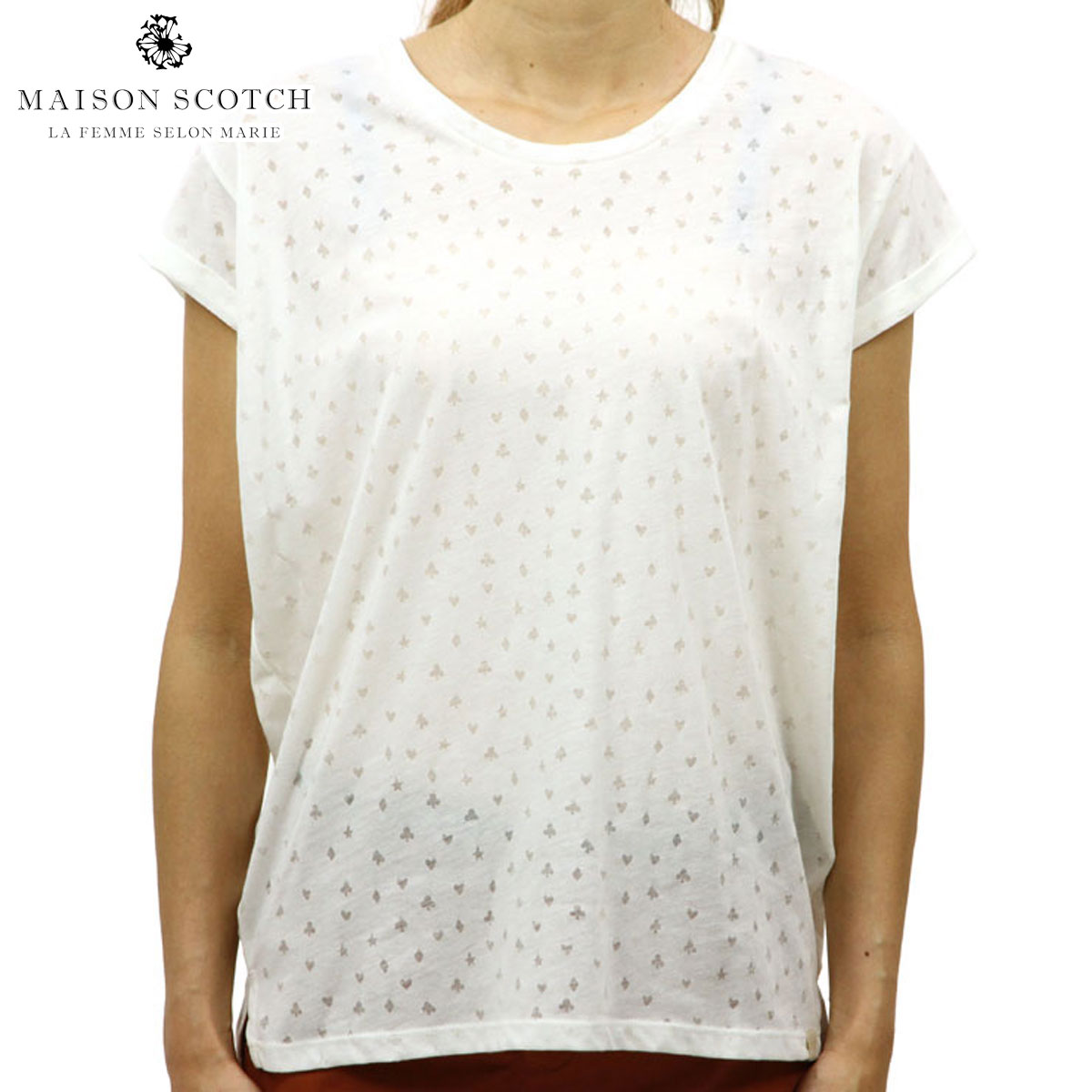 メゾンスコッチ MAISON SCOTCH 正規販売店 レディース 半袖Tシャツ RELAXED FIT SHORT SLEEVE BURNOUT TEE 137352 6 WHITE D00S15