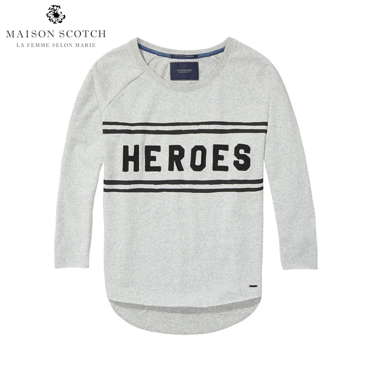 メゾンスコッチ MAISON SCOTCH 定まり売りわたす店 レディース 七分袖プルオーバー UNEVEN HEM SWEATER 134822 0G GREY ME D00S15 父の日 差し上げ物 ラッピング