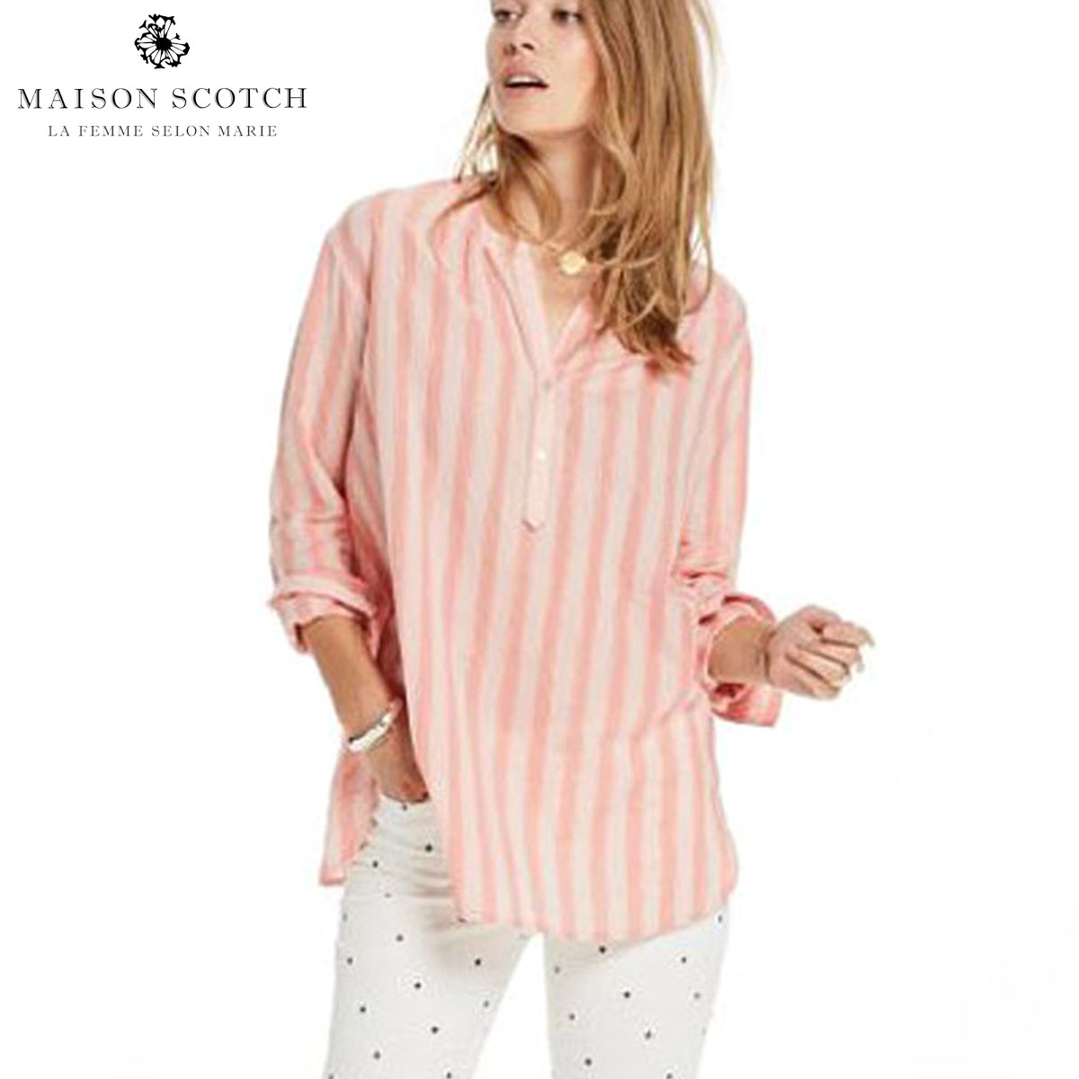 メゾンスコッチ MAISON SCOTCH 正規販売店 レディース 長袖シャツ Lightweight cotton shirt in fun summer dessins 131143 C MAISON SCOTCH メゾンスコッチ 正規販売店 レディース 長袖