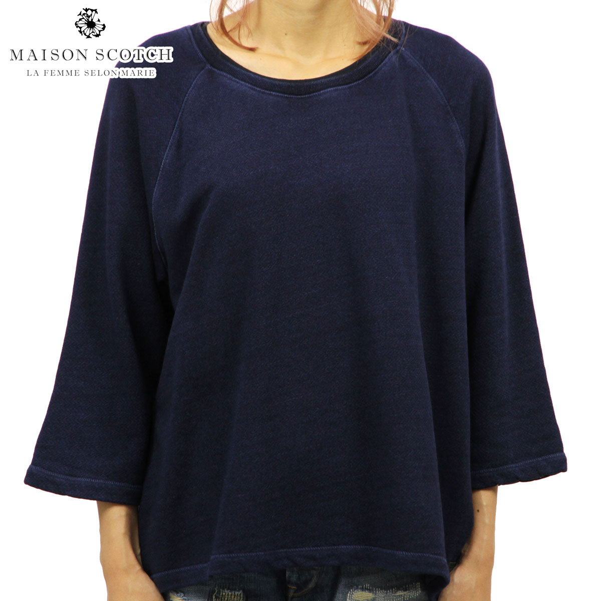 【ポイント10倍 7/19 20:00~7/26 1:59】 メゾンスコッチ MAISON SCOTCH 正規販売店 レディース スウェット HOME ALONE SHORT SLEEVE SWEAT DC 138500 51 43820 INDIGO|ブランド品セレクトショップ MIXON