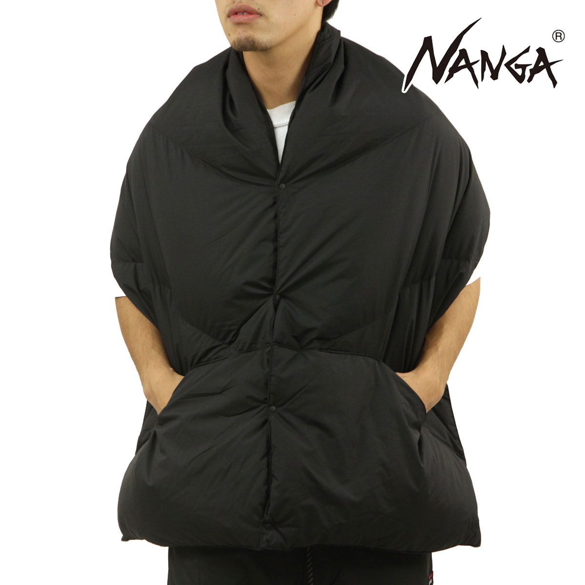 【ポイント10倍 4/14 20:00～4/17 9:59】 ナンガ メンズ レディース ダウン ポンチョ マフラー 正規販売店 NANGA ブランケット DOWN PONCHO MUFFLER NA2442-3C605-B BLK BLACK
