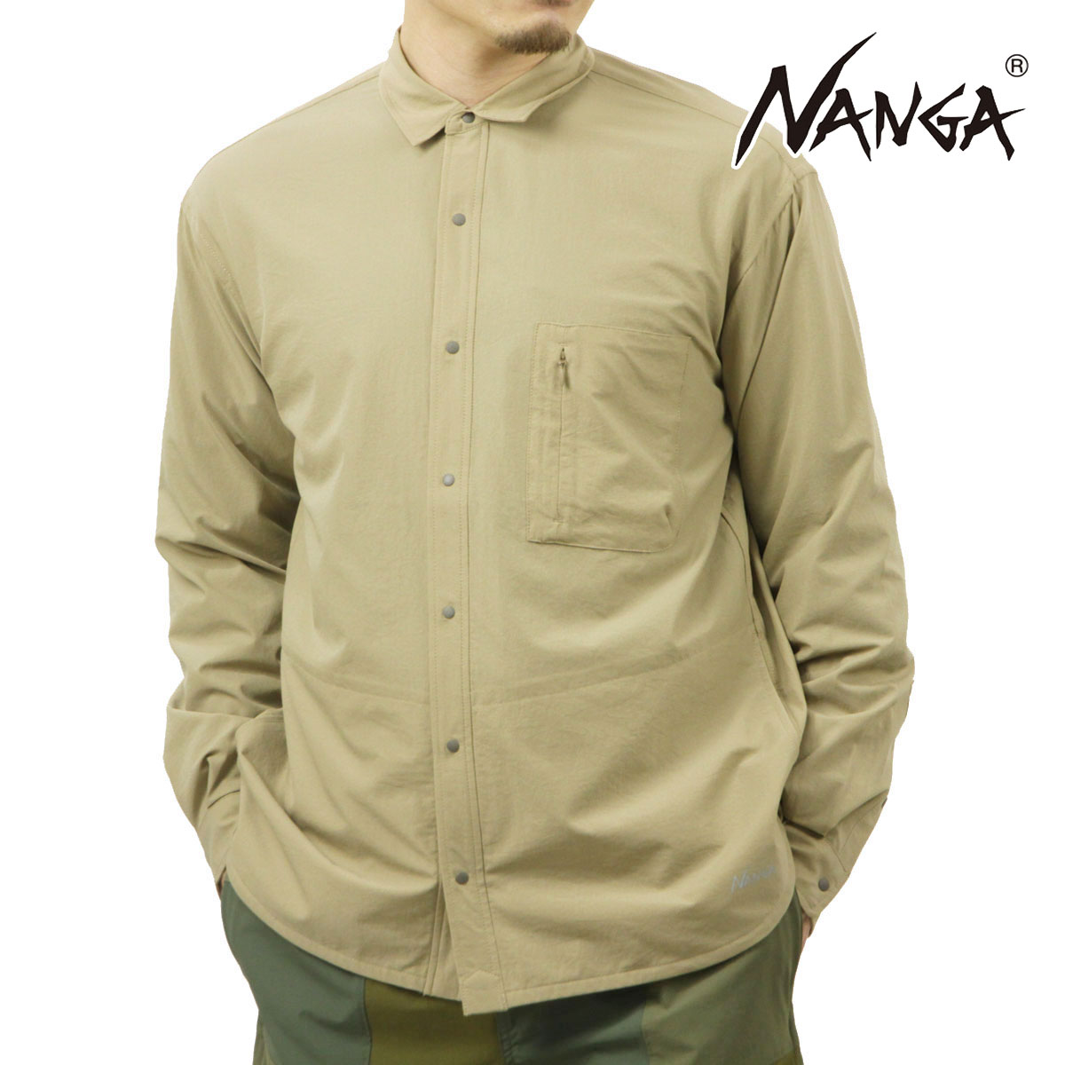 ナンガ メンズ 長袖プルオーバー 定め事売りわたす店 NANGA 名取り草落ちこむ DotAir COMFY L/S SHIRT NW2411-1E905 BEG BEIGE 父の日 差し上げ物 ラッピング