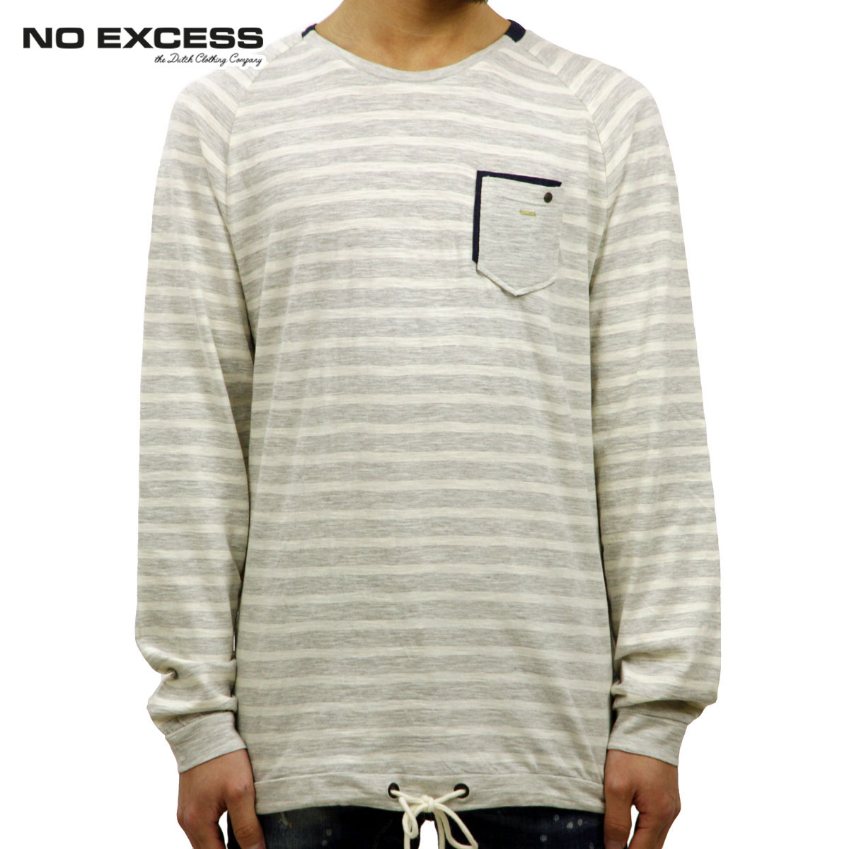 20%OFFクーポンセール 【利用期間 4/14 20:00～4/17 9:59】 ノーエクセス スウェット メンズ 正規販売店 NO EXCESS フリース RAGLAN R-NECK STRIPE LONG SLEEVE TEE 150251 102 D15S25