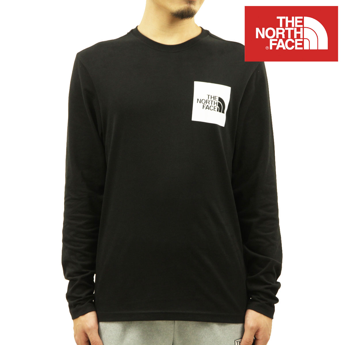 ノースフェイス ロンT メンズ 正規品 THE NORTH FACE トップス 長袖Tシャツ ロゴ L/S FINE TEE NF0A37FT KY4 TNF BLACK/TNF WHITE