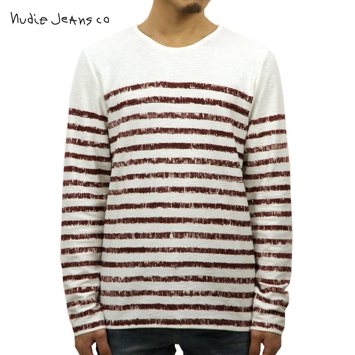【ポイント10倍 7/19 20:00~7/26 1:59】 ヌーディージーンズ ロンT メンズ 正規販売店 Nudie Jeans 長袖Tシャツ LS T-shirt Org.Sketched Stripes|ブランド品セレクトショップ MIXON