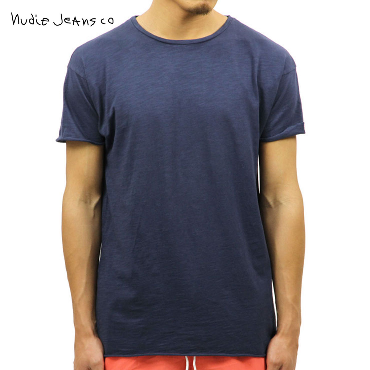 【ポイント10倍 4/14 20:00～4/17 9:59】 ヌーディージーンズ Tシャツ 正規販売店 Nudie Jeans 半袖Tシャツ Raw Hem T-Shirt Blue Mirage 131274 D00S15