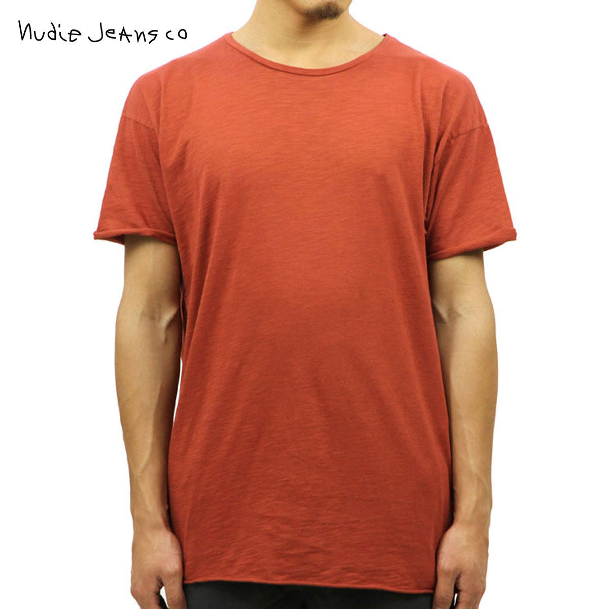 15%OFFクーポンセール 【利用期間 4/14 20:00～4/17 9:59】 ヌーディージーンズ Tシャツ 正規販売店 Nudie Jeans 半袖Tシャツ Raw Hem T-Shirt Red 131274 D00S15