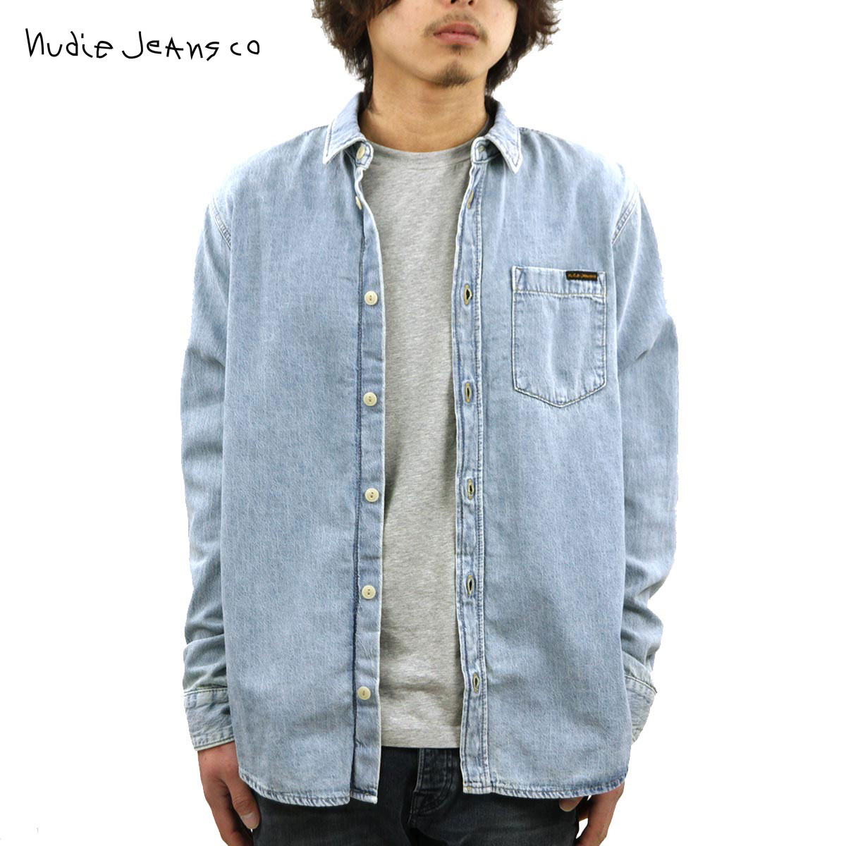 売れ筋ランキングも ヌーディージーンズ シャツ メンズ Nudie Jeans 長袖デニムシャツ Albert Light Structure Denim Shirts B26 人気の贈り物が大集合 Aqsasport Org