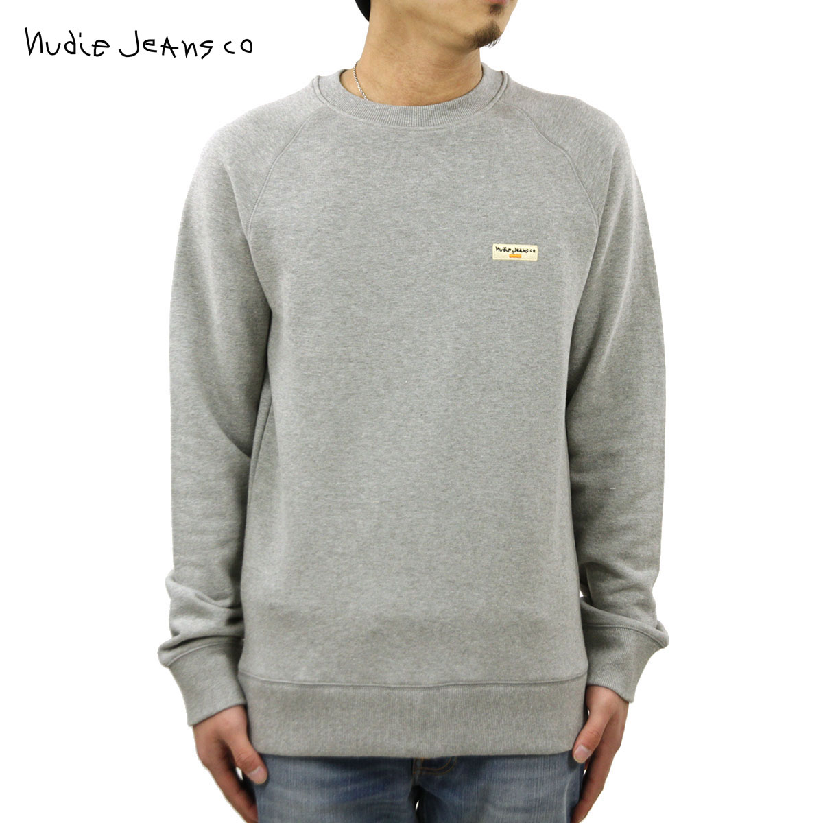 超新作 ヌーディージーンズ スウェット メンズ Nudie Jeans トレーナー Samuel Logo Sweatshirt Crew Fleece Grey Melange B04 経典 Qchfoundation Ca