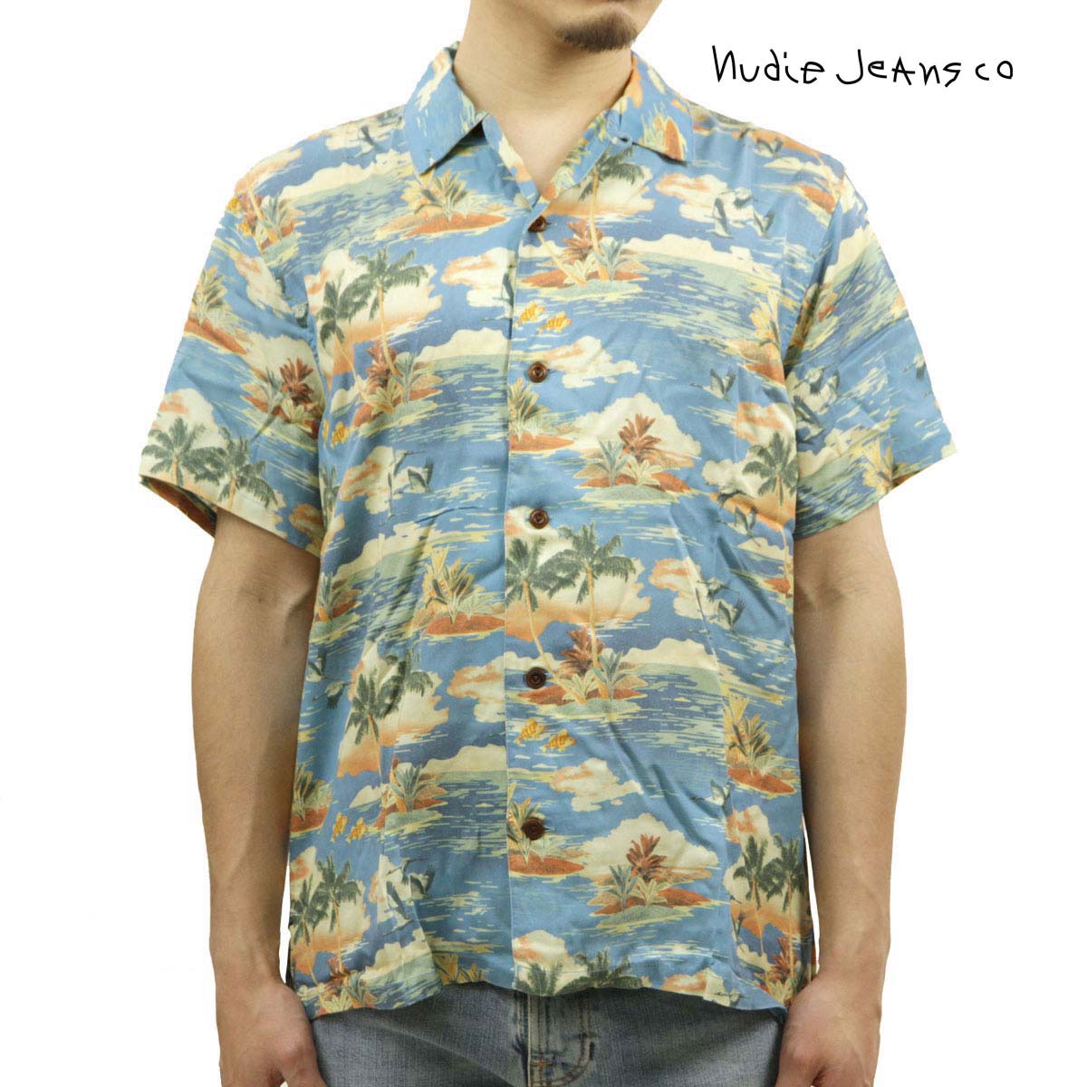 【ポイント10倍 4/4 20:00～4/10 1:59】 ヌーディージーンズ メンズ アロハシャツ 正規販売店 Nudie Jeans 半袖 開襟シャツ カジュアル ARVID HAWAII ALOHA SHIRT C48 140792