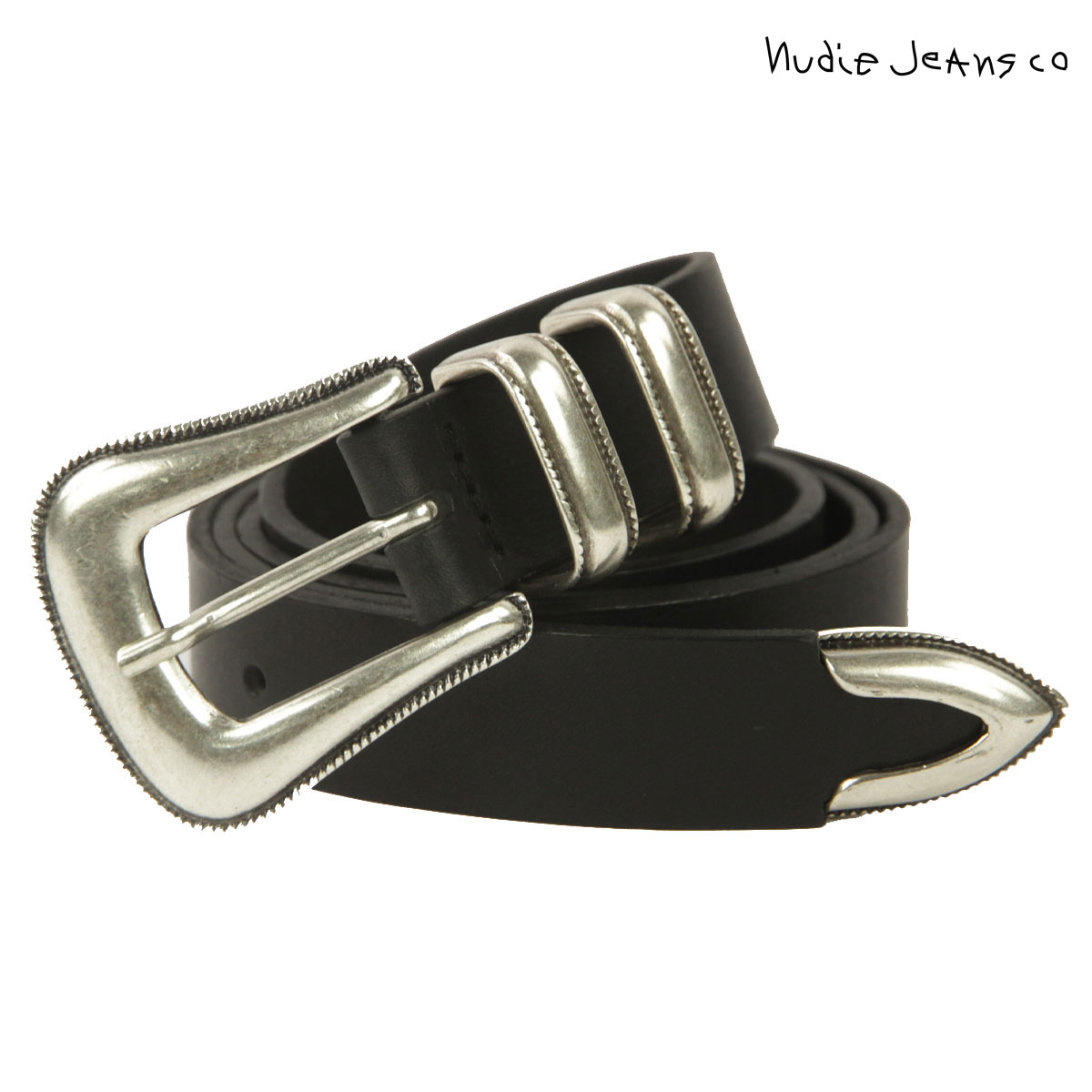 ヌーディージーンズ メンズ ベルト 正規販売店 Nudie Jeans レザー 革ベルト アクセサリー WESTERN SILVER LEATHER BELT B01 181062
