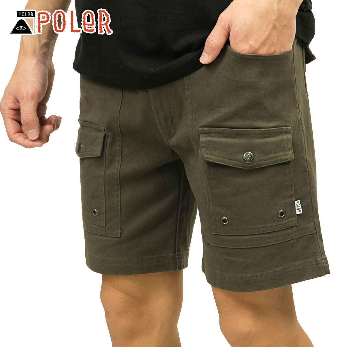 【ポイント10倍 4/4 20:00～4/10 1:59】 ポーラー ショートパンツ メンズ 正規販売店 POLER ボトムス CAMP SHORT 611147-OLV BURNT OLIVE D15S25