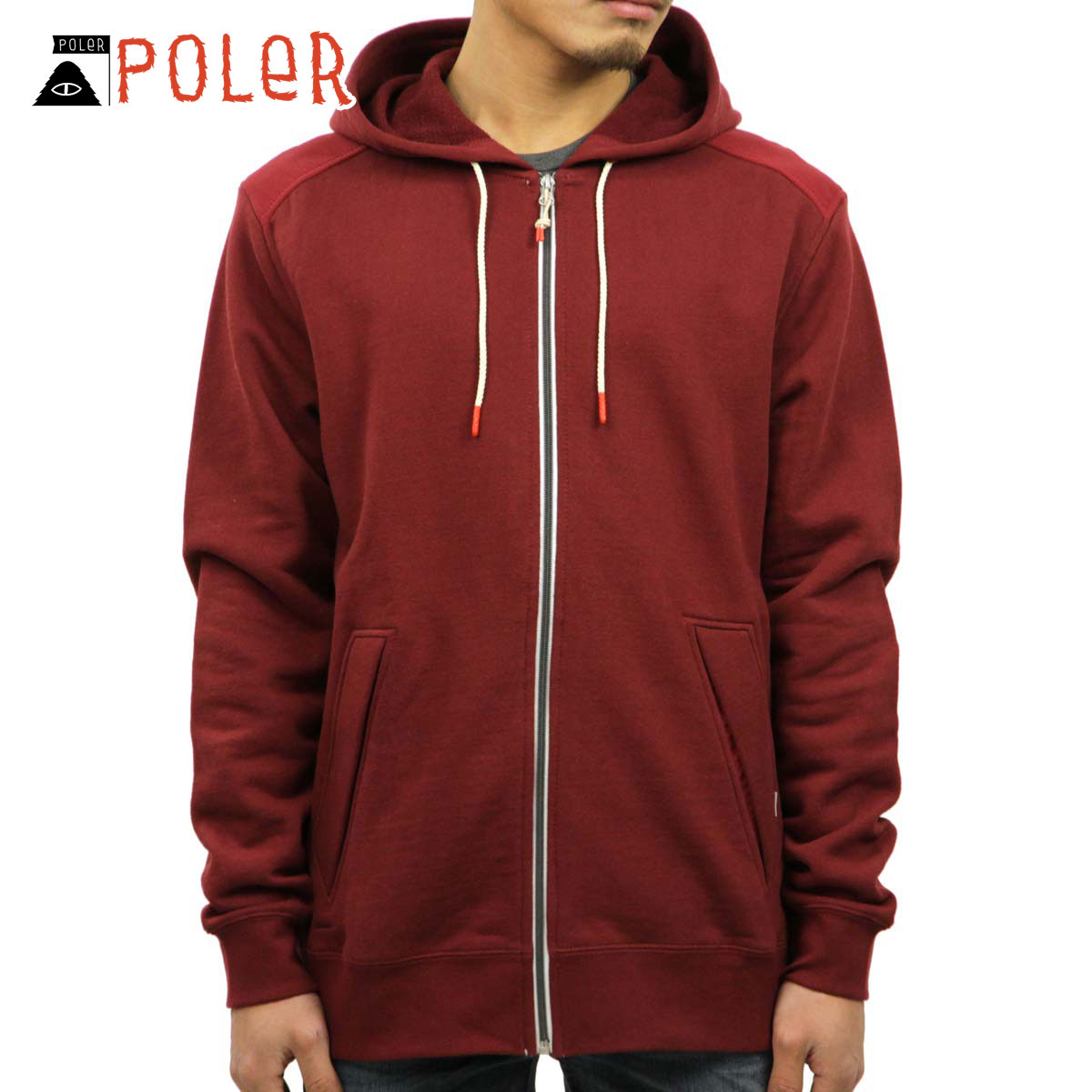 ポーラー パーカー メンズ 正規販売店 POLER MEN’S YOLKED HOODIE 637146-MER MERLOT D00S20