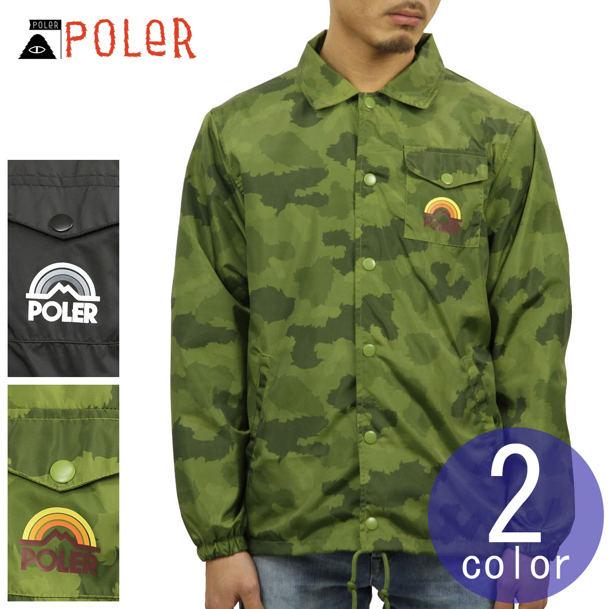 ポーラー アウター メンズ 正規販売店 POLER ジャケット コーチジャケット MTN. RAINBOW COACHES JACKET 21620002