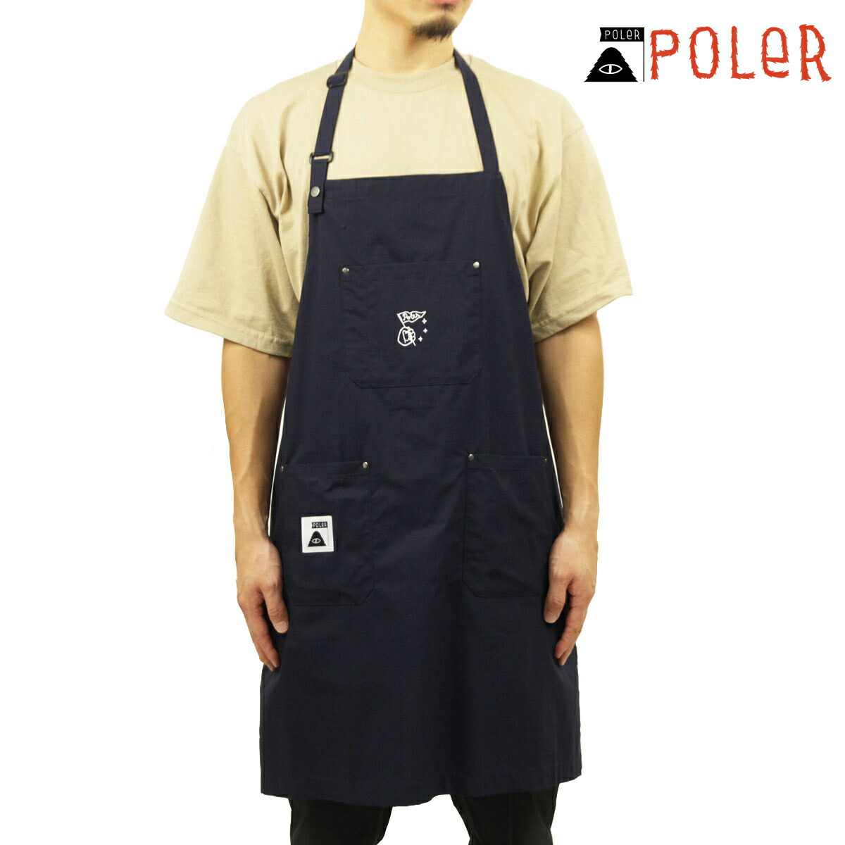 ポーラー 前垂れ メンズ レディース 置き目売りわたす店 POLER アウトドア BBQ前垂れ CT RIP 2WAY BBQ APRON DC 5221C002 NAVY 父の日 差し上げ物 ラッピング