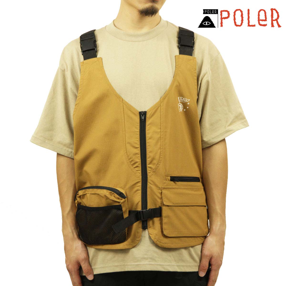 【ポイント10倍 7/19 20:00～7/26 1:59】 ポーラー ベスト メンズ 正規販売店 POLER フィッシングベスト CT RIP POCKET VEST DC 5221C001 COYOTE｜ブランド品セレクトショップ MIXON