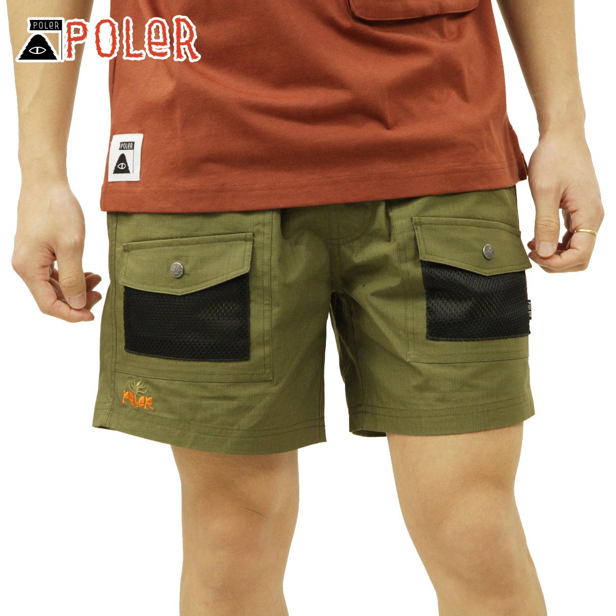 【ポイント10倍 4/4 20:00～4/10 1:59】 ポーラー ハーフパンツ メンズ 正規販売店 POLER ボトムス CT RIP RELAX FIT BUSH SHORTS DC 5221C006 OLIVE