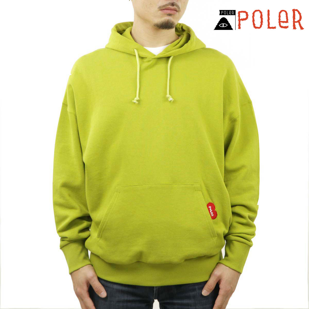 ポーラー メンズ パーカー 正規販売店 POLER ロゴ プルオーバー フーディー FURRY HEART HOOD PULL PARKA 233MCV0064-CIT CITRON
