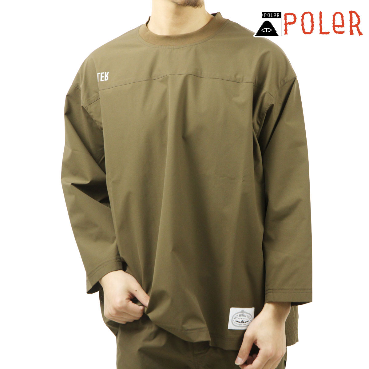 【ポイント10倍 4/14 20:00～4/17 9:59】 ポーラー メンズ 七分袖Tシャツ 正規販売店 POLER クルーネック ドライTシャツ RELOP 2 DRY FOOTBALL SHIRT DC 241MCV0076-BRN BROWN