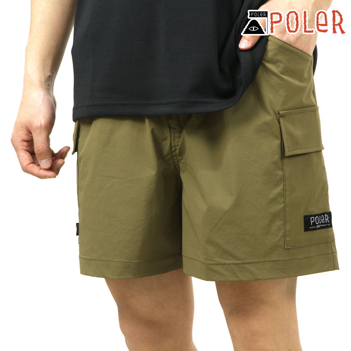 ポーラー メンズ 遊撃手ズボン下 置き目売りわたす店 POLER カーゴパンツ 二分の一ズボン下 STRETCH RIP RELAX CARGO SHORT PANTS DC 241MCV0069-OLV OLIVE ズボン・パンツ-メンズファッション