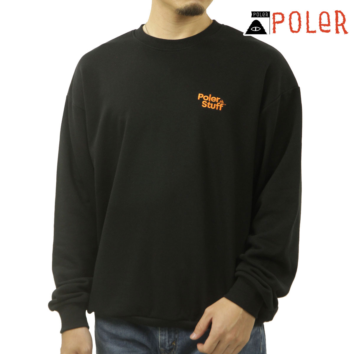 ポーラー メンズ スウェット 正規販売店 POLER クルーネック トレーナー POLER STUFF CREW 253MCV0042-BLK BLACK 9,695円