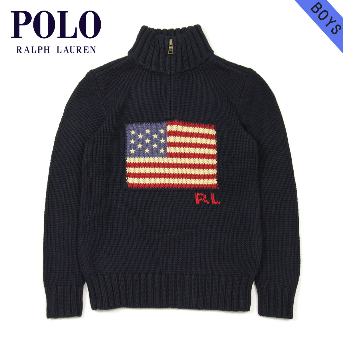 楽天市場】POLO Ralph Lauren Boy's Flag 1/2 Zip Sweater ラルフ