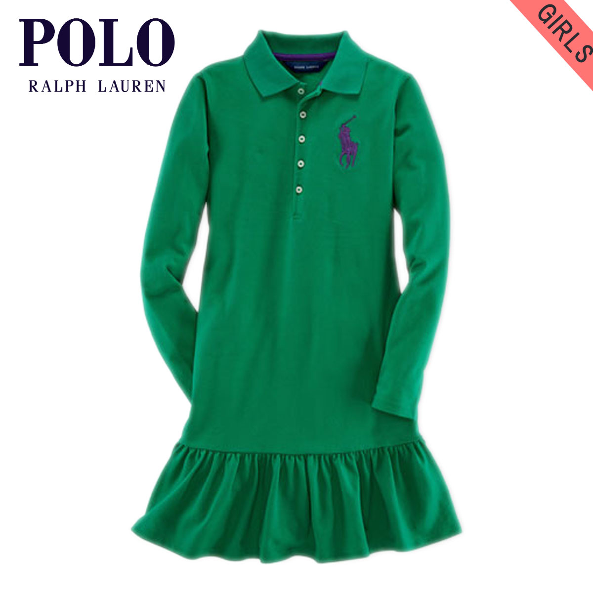 ポロ ラルフローレン キッズ ポロシャツ ガールズ 子供服 正規品 POLO RALPH LAUREN CHILDREN 長袖ポロシャツ BIG PONY COTTON DRESS 40925606