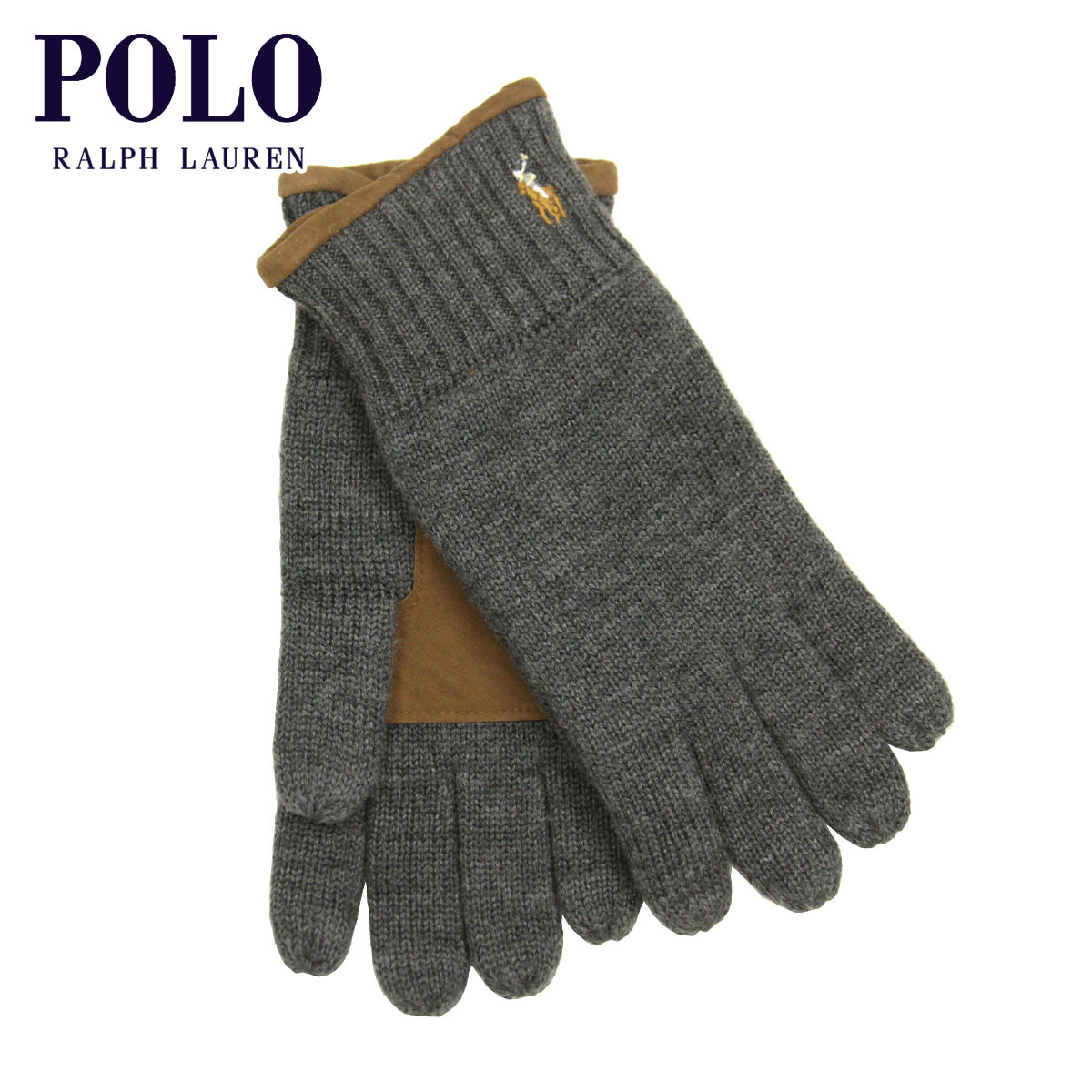 ポロ ラルフローレン 手袋 メンズ レディース 正規品 POLO RALPH LAUREN ニット 手ぶくろ グローブ CLASSIC LUX  MERINO TOUCH GLOVE WITH LEATHER PATCH PC0463 056 STADIUM GREY HEATHER  79％以上節約