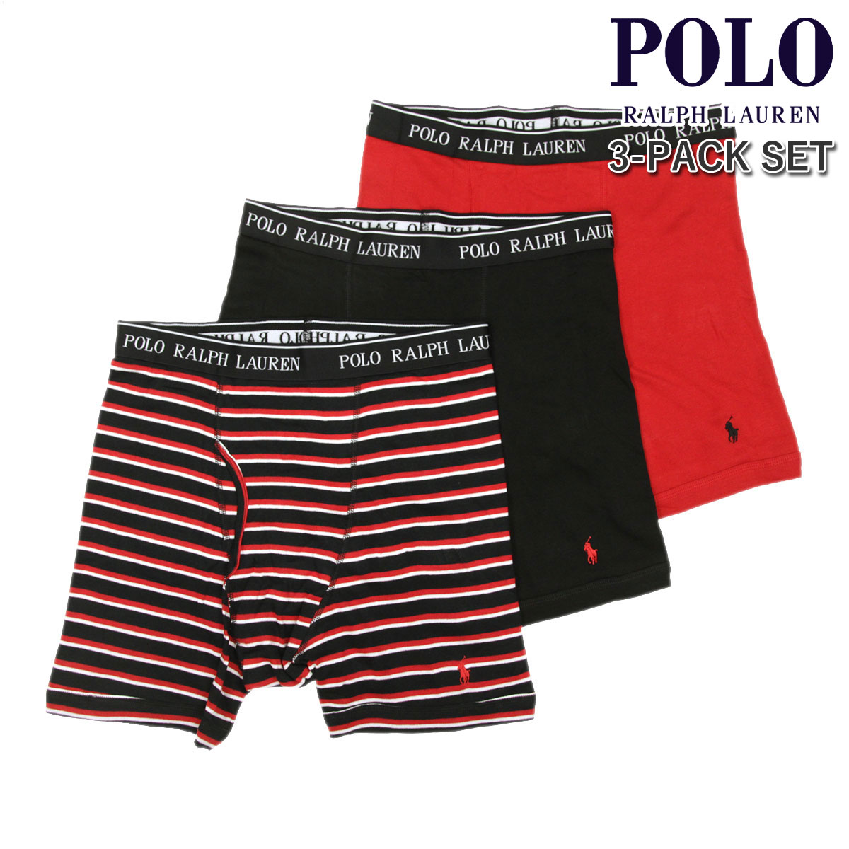 【ポイント10倍 4/4 20:00～4/10 1:59】 ポロ ラルフローレン メンズ ボクサーパンツ 正規品 POLO RALPH LAUREN 下着 3枚セット アンダーウェア ボクサーブリーフ 3 PACK P3 CLASSIC FIT BOXER BRIEFS NCBBP3 U10 POLO BLACK RL2000 RED PP,BLACKMULTI STRIPE RL2000 REDPP,