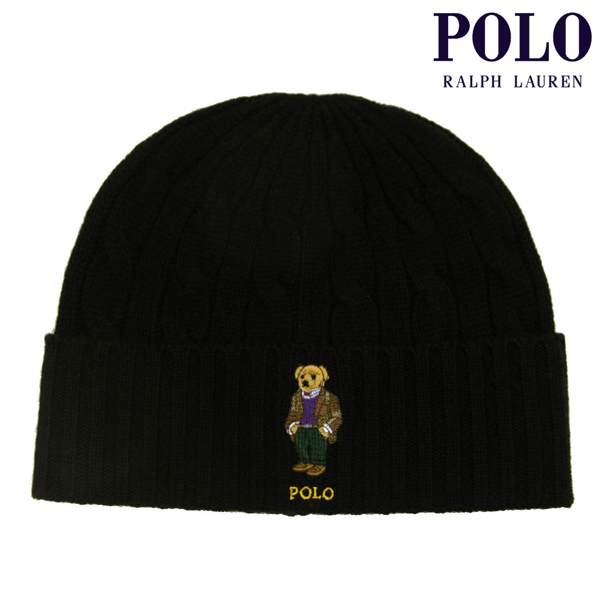 ポロ ラルフローレン メンズ レディース ニットキャップ 正規品 POLO RALPH LAUREN ポロベア ケーブルニット ニット帽 ビーニー CLASSIC CABLE HERITAGE BEAR BEANIE PC1135 001 POLO BLACK｜ブランド品セレクトショップ MIXON