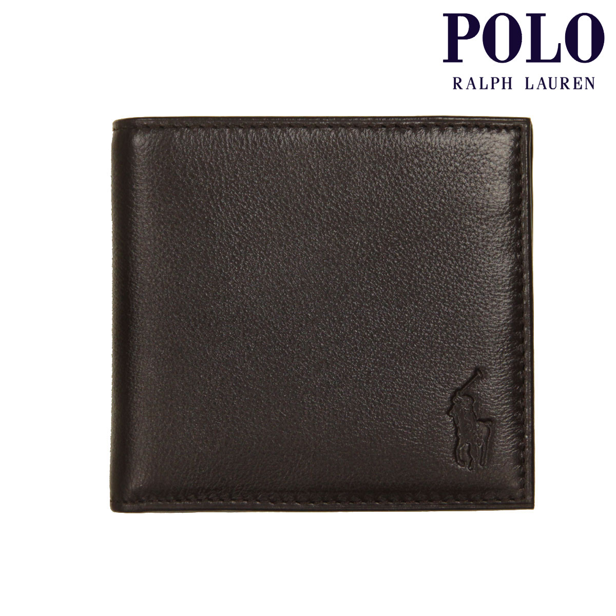 ポロ ラルフローレン メンズ レディース 財布 正規品 POLO RALPH LAUREN レザーウォレット 二つ折り EU BILL W/ COIN-WALLET BROWN 405914235 001