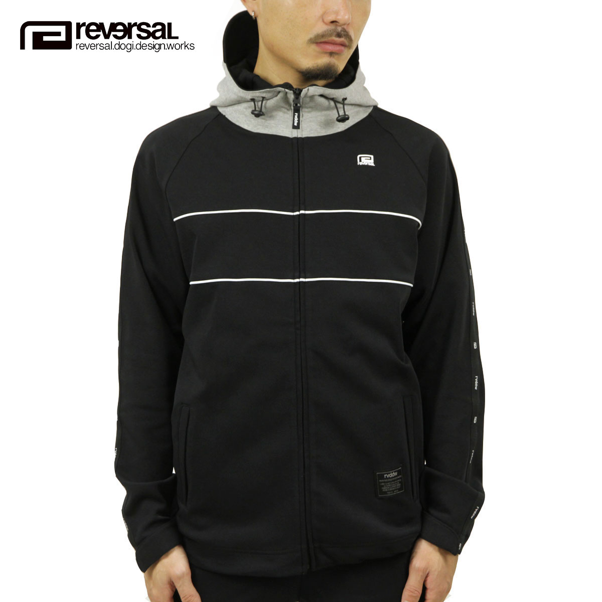 リバーサル アウター メンズ 正規販売店 REVERSAL rvddw トラックジャケット スウェット URBAN SWEAT LOGO TAPE ZIP PARKA rv21aw303 BLACK 17,586円