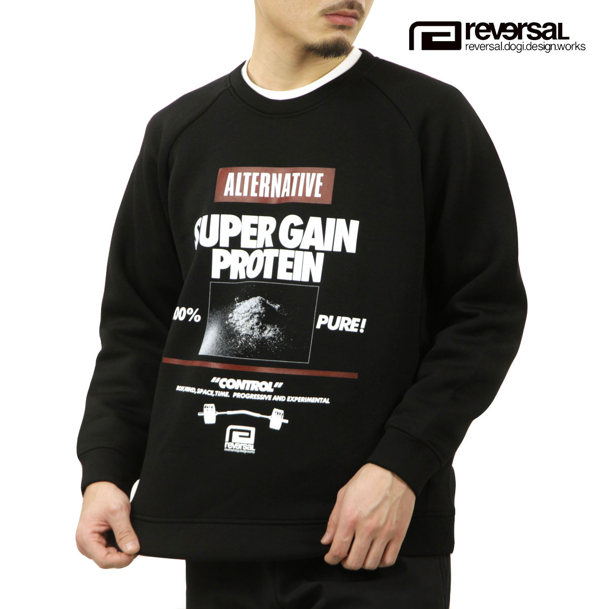 10%OFF割引き販売 【売りわたす継続期間 5/9 20:00～5/16 1:59】 リバー類人猿 流汗 メンズ 置き目売りわたす店 REVERSAL rvddw 調教師 SUPER GAIN PROTEIN DRY TECH CREW NECK RV22AW203 BLACK メンズファッション-トップス-スウェット・トレーナー
