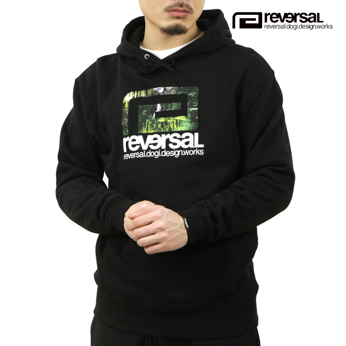 【ポイント10倍 4/14 20:00～4/17 9:59】 リバーサル メンズ パーカー 正規販売店 REVERSAL ロゴ フーディー FOREST LAKE CAMP BIG MARK HOODIE rv23ss203 BLACK