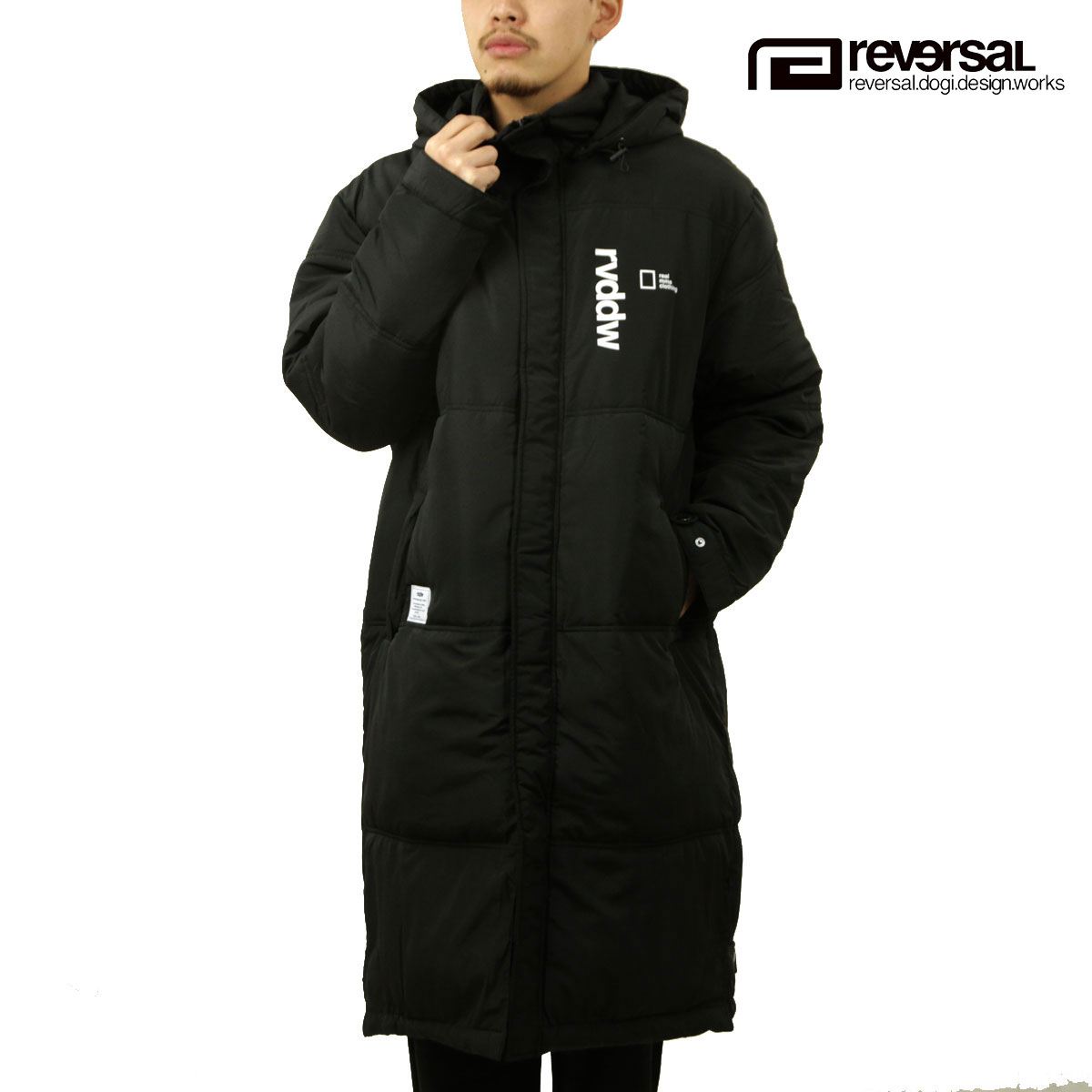 リバーサル メンズ ベンチコート 正規販売店 REVERSAL アウター ロングコート rvddw MMA BENCH COAT 黒 rv25aw309-BK BLACK