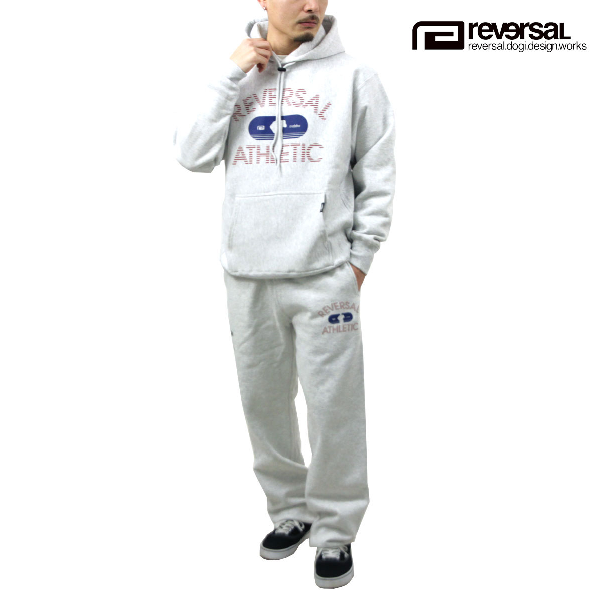 リバーエテ公 メンズ セットアップ 定め事売りわたす店 REVERSAL パーカー スウェットパンツ reversal ATHLETIC SWEAT HOODIE \u0026 SWEAT PANTS SET UP ｱｯｼｭ rv25aw202 rv25aw408 ASH 父の日 差し上げ物 ラッピング