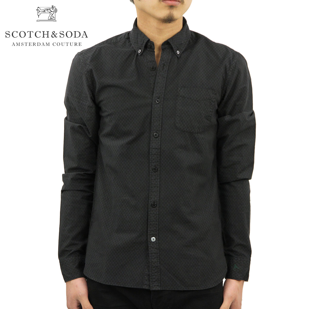スコッチアンドソーダ シャツ メンズ 正規販売店 SCOTCH&SODA 長袖シャツ Allover Printed 1 Pocket Shirt 100025 A1 D00S20