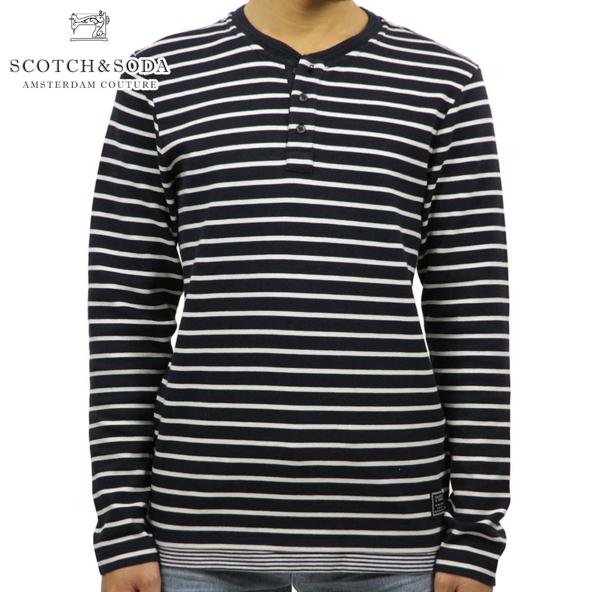 スコッチアンドソーダ ロンT メンズ 置き目売りわたす店 SCOTCH＆SODA 長袖プルオーバー 間借り人 LONGSLEEVE GRANDAD TEE LAYER 145493 0218 63408 COMBO B 父の日 差し上げ物 ラッピング