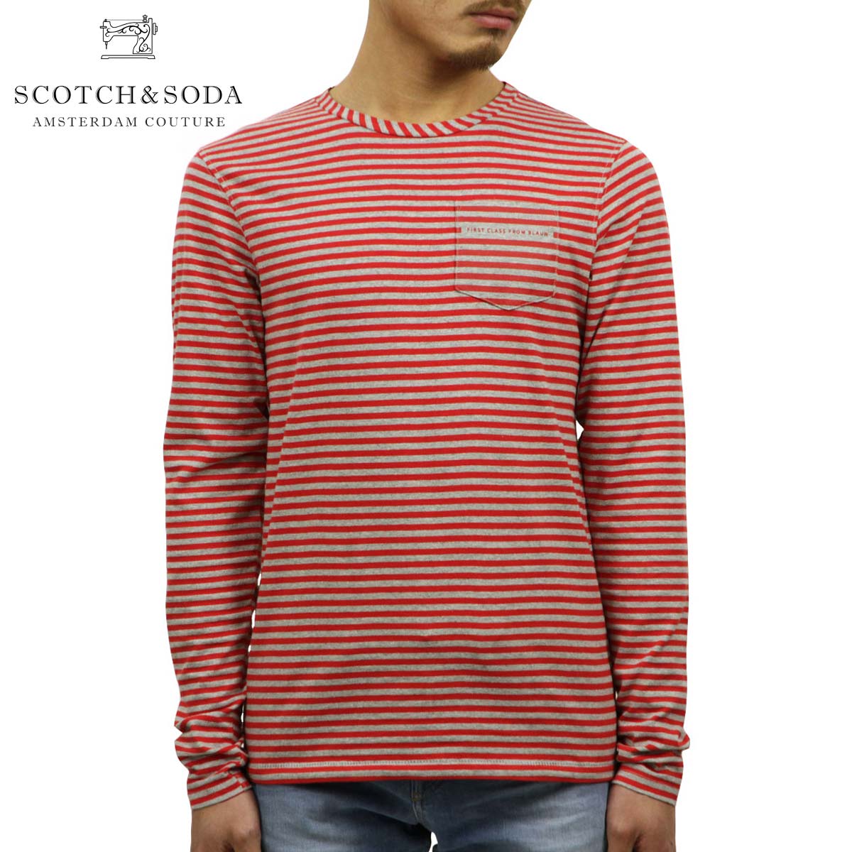 20%OFFクーポンセール 【利用期間 7/19 20:00~7/26 1:59】 スコッチアンドソーダ SCOTCH&SODA 正規販売店 メンズ クルーネック 長袖ポケットTシャツ AMS BLAUW PRINTED ARTWORK POCKET LONG SLEEVE STRIPE TEE D 147879 18 COMBO B|ブランド品セレクトショップ MIXON