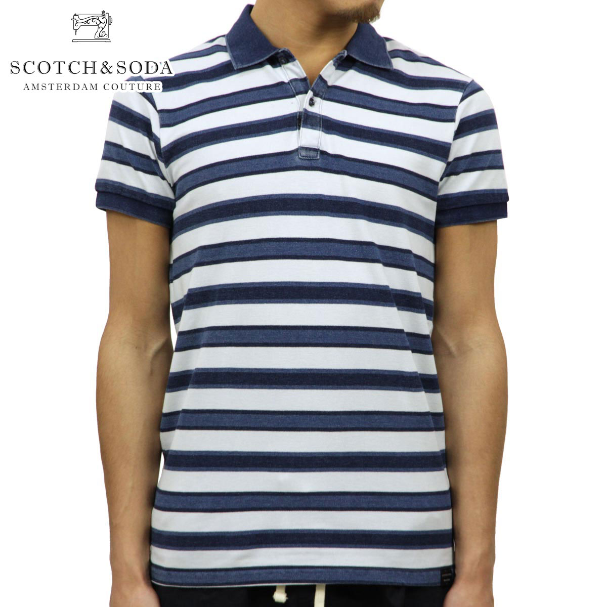 20%OFFセール 【販売期間 4/4 20:00～4/10 1:59】 スコッチアンドソーダ SCOTCH＆SODA 正規販売店 メンズ ボーダー柄 ピケポロ 半袖ポロシャツ INDIGO PIQUE POLO 149075 0217 COMBO A