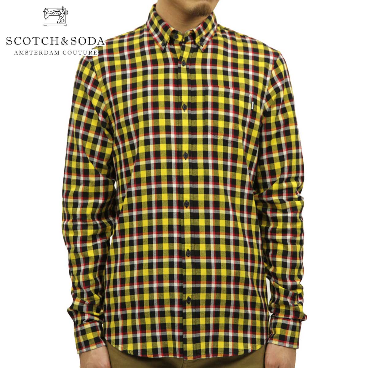 【ポイント10倍 7/19 20:00～7/26 1:59】 スコッチアンドソーダ シャツ メンズ 正規販売店 SCOTCH＆SODA 長袖シャツ ボタンダウンシャツ チェック柄 3D STRUCTURE DENIM CHECK SHIRT COMBO C 150487 81403 49 D｜ブランド品セレクトショップ MIXON