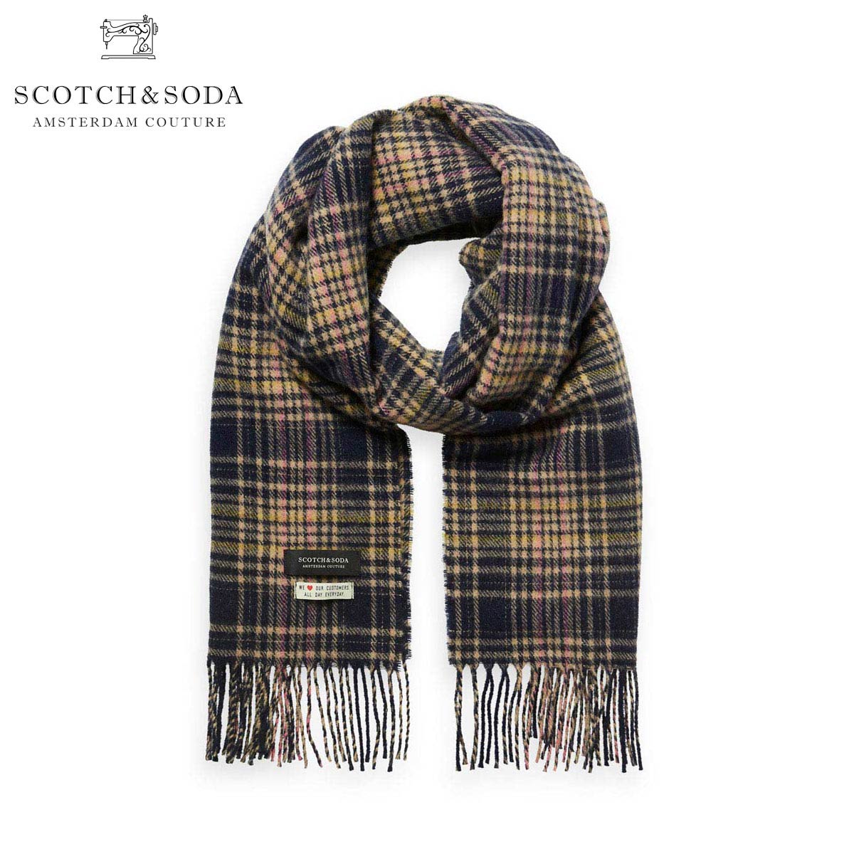 20%OFFクーポンセール 【利用期間 4/4 20:00～4/10 1:59】 スコッチアンドソーダ マフラー 正規販売店 SCOTCH＆SODA CLASSIC WOOL-BLEND WOVEN CHECK SCARF COMBO E 152855 88415 79