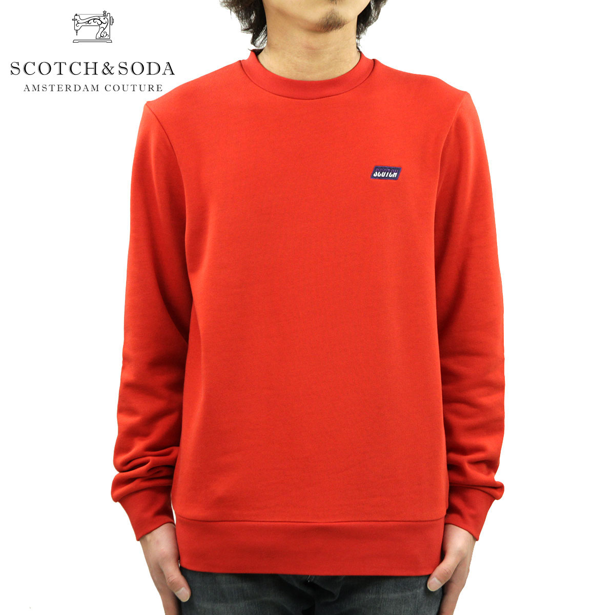 スコッチアンドソーダ 流汗 メンズ 置き目売りわたす店 SCOTCH＆SODA 調教師 CLASSIC CREWNECK SWEAT 155254 2762 13800 15 FIESTA RED 父の日 差し上げ物 ラッピング