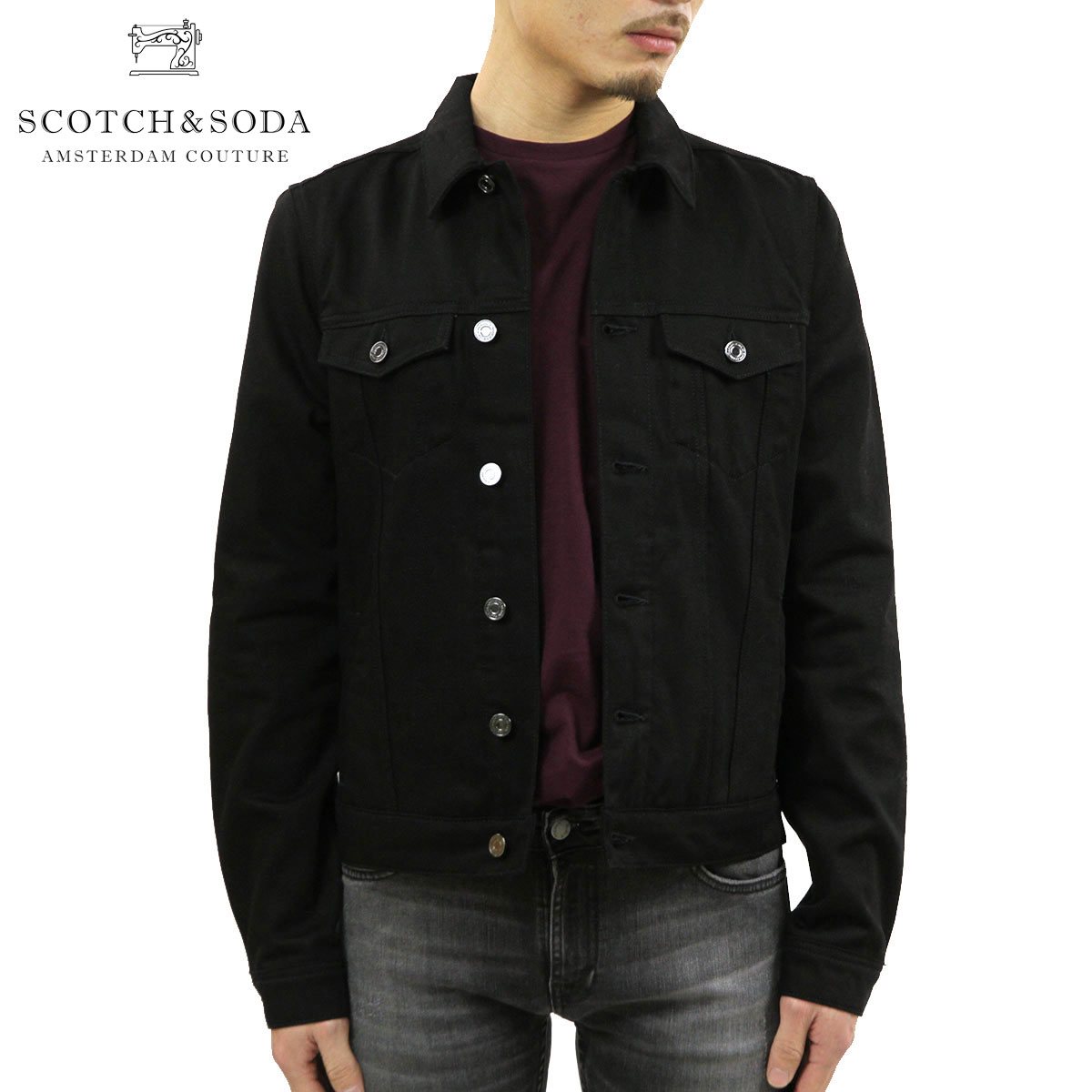 【ポイント10倍 4/4 20:00～4/10 1:59】 スコッチアンドソーダ ジャケット メンズ 正規販売店 SCOTCH＆SODA デニムジャケット アウター AMS BLAUW TRUCKER JACKET - CLEAN BLACK D 153455 1482 11809 08 CLEAN B