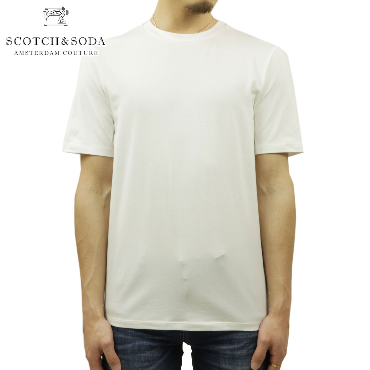 【ポイント10倍 4/14 20:00~4/17 9:59】 スコッチアンドソーダ Tシャツ メンズ 正規販売店 SCOTCH&SODA 半袖Tシャツ クルーネック コットン BASIC ORGANIC COTTON ELASTANE CREW NECK TEE T-SHIRT 166920 0006 54451 00 WHITE