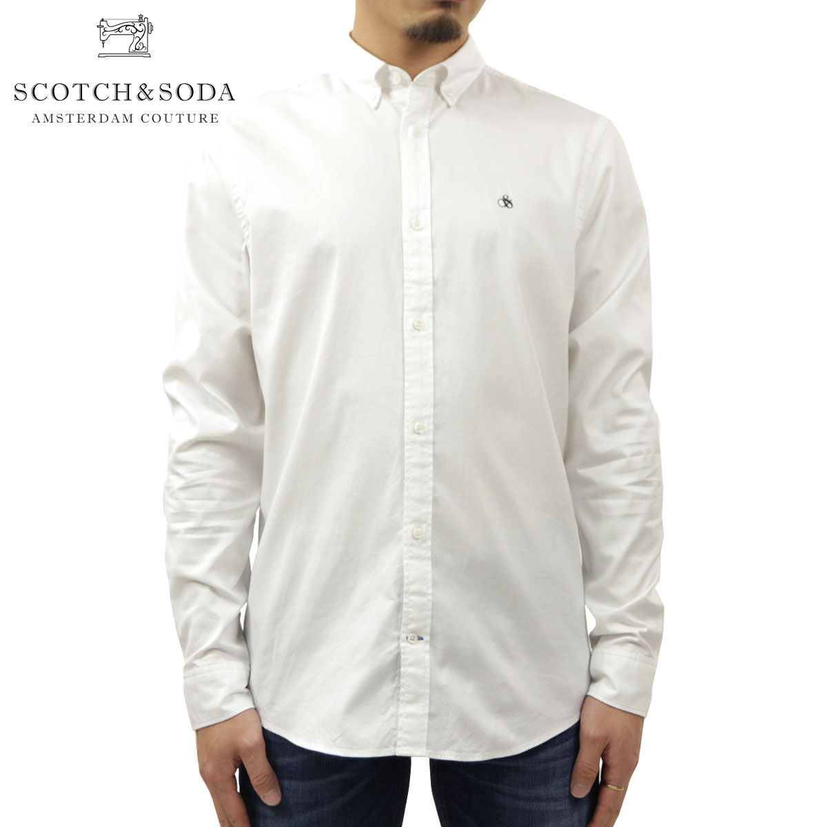【ポイント10倍 4/14 20:00～4/17 9:59】 スコッチアンドソーダ シャツ メンズ 正規販売店 SCOTCH＆SODA 長袖シャツ ボタンダウンシャツ BASIC OXFORD ORGANIC COTTON REGULAR FIT SHIRT 165315 0006 51450 00 WHITE