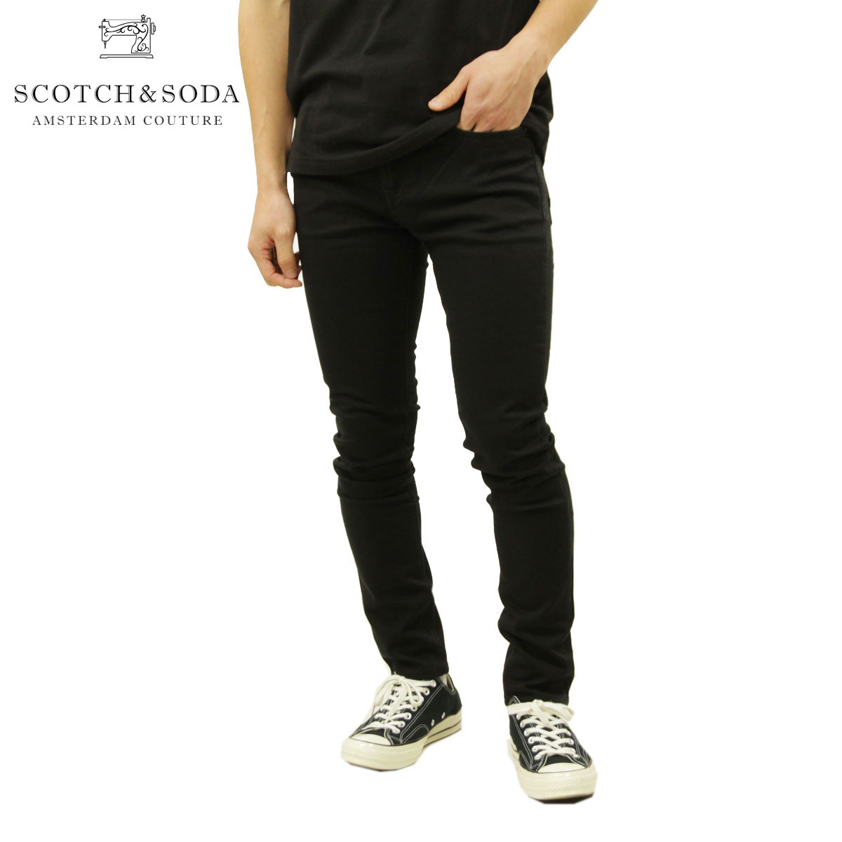 【ポイント10倍 7/19 20:00~7/26 1:59】 スコッチアンドソーダ デニム メンズ 正規販売店 SCOTCH&SODA ジーンズ ジーパン スリム BASIC THE SKIM SUPER SLIM DENIM JEANS 165605 1362 55525 08 STAY BLACK|ブランド品セレクトショップ MIXON